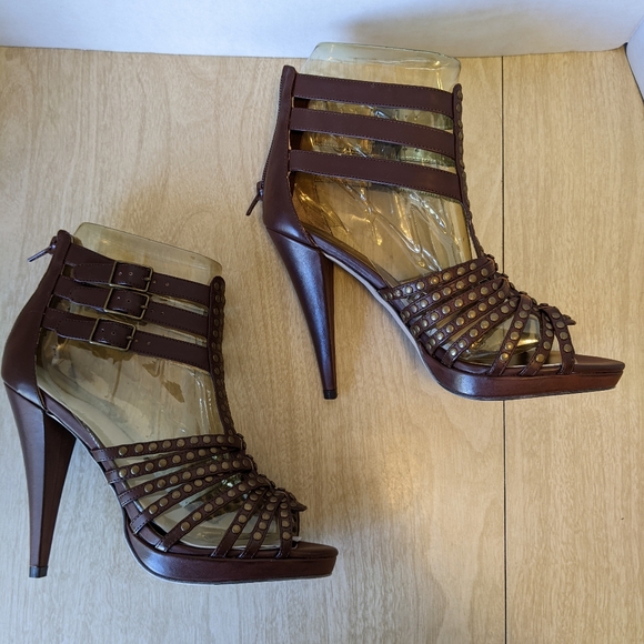 NWB Aldo Soroa Chocolate Brown Studded Heels size EU 38 US 8 - Picture 5 of 9